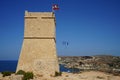 Ghajn Tuffieha Tower, Ghajn Mixkuka Tower is a small watchtower in Ghajn Tuffieha, limits of Mgarr, Malta. Royalty Free Stock Photo