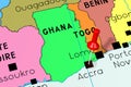 Ghana, Accra - capital city, pinned on political map Royalty Free Stock Photo