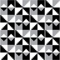 Ghana African tribal Kente cloth style vector seamless textile pattern, geometric nwentoma design in black, gray, and white