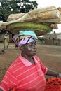 Portrait of Ghanaian woman carrying firewood Royalty Free Stock Photo