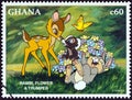 GHANA - CIRCA 1996: A stamp printed in Ghana shows Bambi, Flower and Thumper, circa 1996.