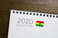 Ghana Flag on 2020 Calendar