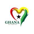 Ghana flag Heart stock vector. Vector illustration on white background.