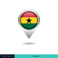 Ghana flag map pin vector design template. Royalty Free Stock Photo