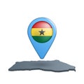 Ghana flag map pin on white Royalty Free Stock Photo