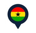 Ghana flag and map pointer icon. National flag location icon vector design, gps locator pin. vector illustration Royalty Free Stock Photo