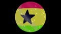 Ghana flag in a round ball rotates. Flicker and shine. Animation loop