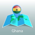 Ghana flag world map in pin with name of country Royalty Free Stock Photo