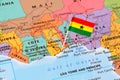 Ghana map and a flag pin Royalty Free Stock Photo