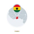 Ghana map and flag, vector map icon with highlighted Ghana Royalty Free Stock Photo