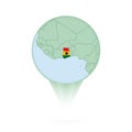 Ghana map, stylish location icon with Ghana map and flag Royalty Free Stock Photo