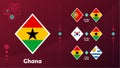 Ghana national team Schedule matches in the final stage at the 2022 Football World Championship. Vector illustration of world