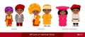 Ghana, Nigeria, Herero, Namibia. Men and women in national dress. Set of african people wearing ethnic traditional Royalty Free Stock Photo