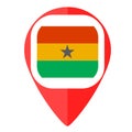 Ghana pin marker pointer locator flag Royalty Free Stock Photo