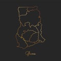 Ghana region map: golden gradient outline on dark.