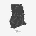 Ghana region map: grey outline on white.