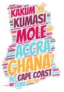Ghana top travel destinations word cloud