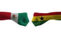 Ghana VS Mexico hand flag Man hands patterned football world cup Royalty Free Stock Photo
