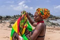 Ghana woman on the beautiful beach of Axim