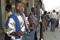 Ghanaian street vendors in shopping street in Accra