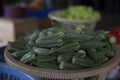 Okra in basket from Ghana Market Royalty Free Stock Photo