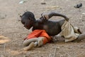 Unidentified Ghanaian boys play on the ground in the Ghani vill