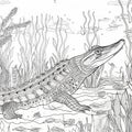 Gharial portrait black and white generative AI