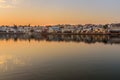 Ghats at Pushkar lake at sunset in Rajasthan. India Royalty Free Stock Photo