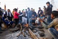 Indian Farmers celebrating Lohri Festival during protest