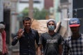 Indian migrant worker With Medical Mask At Construction Site During Unlockdown India