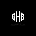 GHB letter logo design with polygon shape. GHB polygon and cube shape logo design. GHB hexagon vector logo template white and Royalty Free Stock Photo