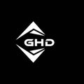 GHD abstract technology logo design on Black background. GHD creative initials letter logo concept