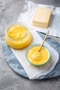 Ghee or clarified butter in jar and bowl. Indian butter Royalty Free Stock Photo