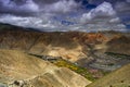 Village Ghemi surrounded by Mountains , Upper Mustang trekking , Nepal Royalty Free Stock Photo