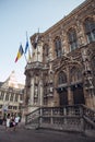 GHENT, BELGIUM - August, 2019: Facade of Saint Nicholas` Church Sint-Niklaaskerk with the clock tower of Belfry of Ghent Het Royalty Free Stock Photo