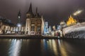 Graslei Embankment by Night in Gent