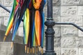 Multicolor umbrellas used to protect from sun and rain