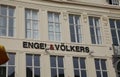 View on house facade of ancient building with logo lettering of real estate company Engel and VÃÂ¶lkers Royalty Free Stock Photo
