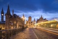 Ghent, Belgium on St. Michael`s Bridge