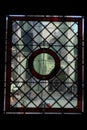 The effect of bottle glass with medieval window