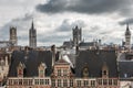 Four towers of historic Ghent, Belgium.