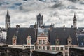 Three towers of historic Ghent, Belgium.