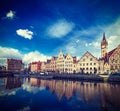 Ghent canal and Graslei street. Ghent, Belgium