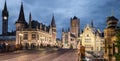 Ghent night skyline, Belgium Royalty Free Stock Photo