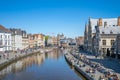 Ghent old town skyline with canal and in Belgium Royalty Free Stock Photo