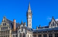 Ghent old town skyline, historic city centre, Gent Belgium travel photo Royalty Free Stock Photo