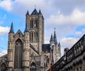 Ghent old town skyline, historic city centre, Gent Belgium travel photo Royalty Free Stock Photo