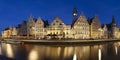 Ghent Panorama At Night, Belgium Royalty Free Stock Photo