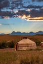 Gher tent at sunset Royalty Free Stock Photo