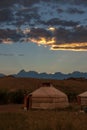Gher tent at sunset Royalty Free Stock Photo